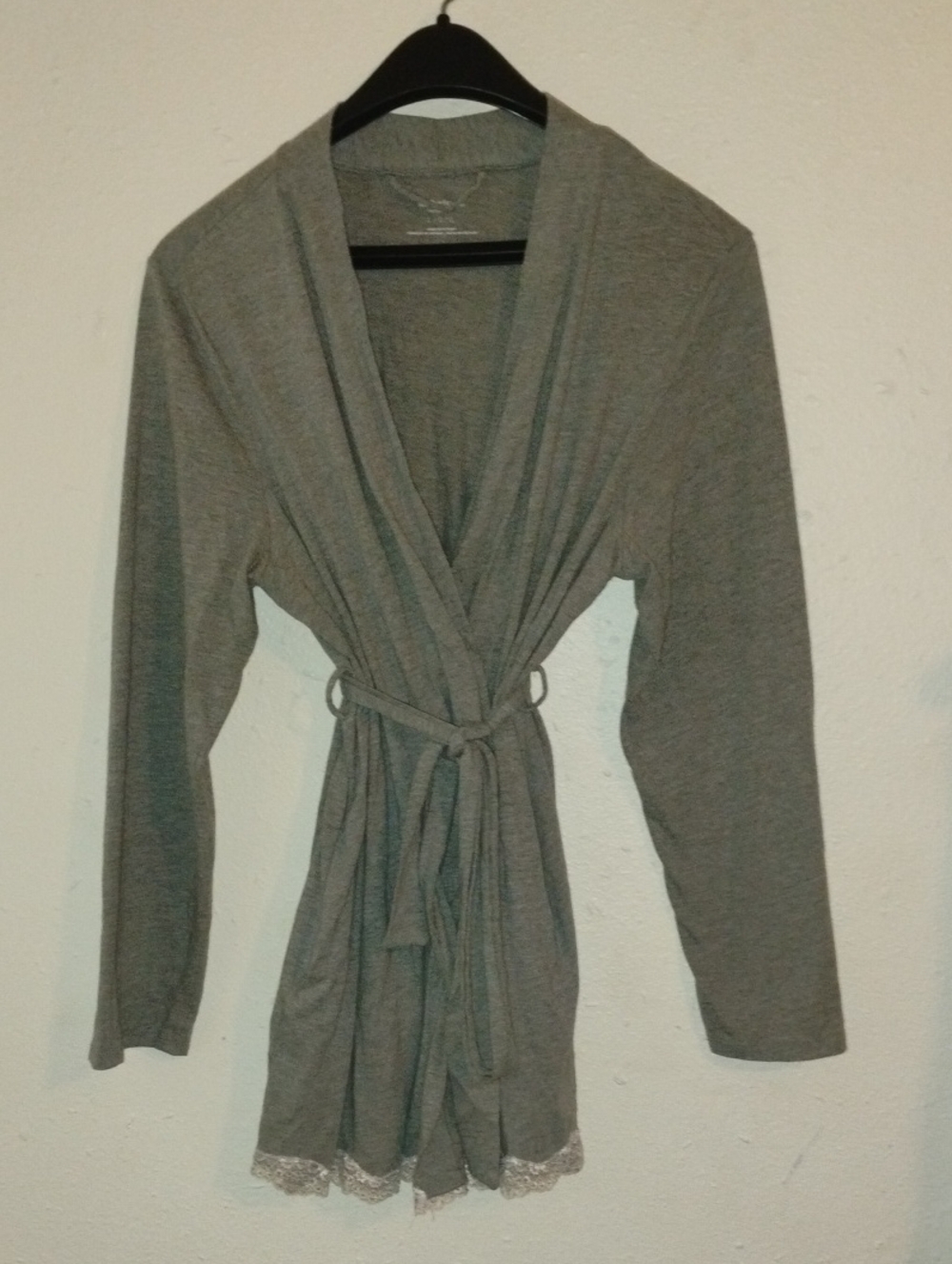 Motherhood Maternity Gray Lace-Trim Wrap Top Size L